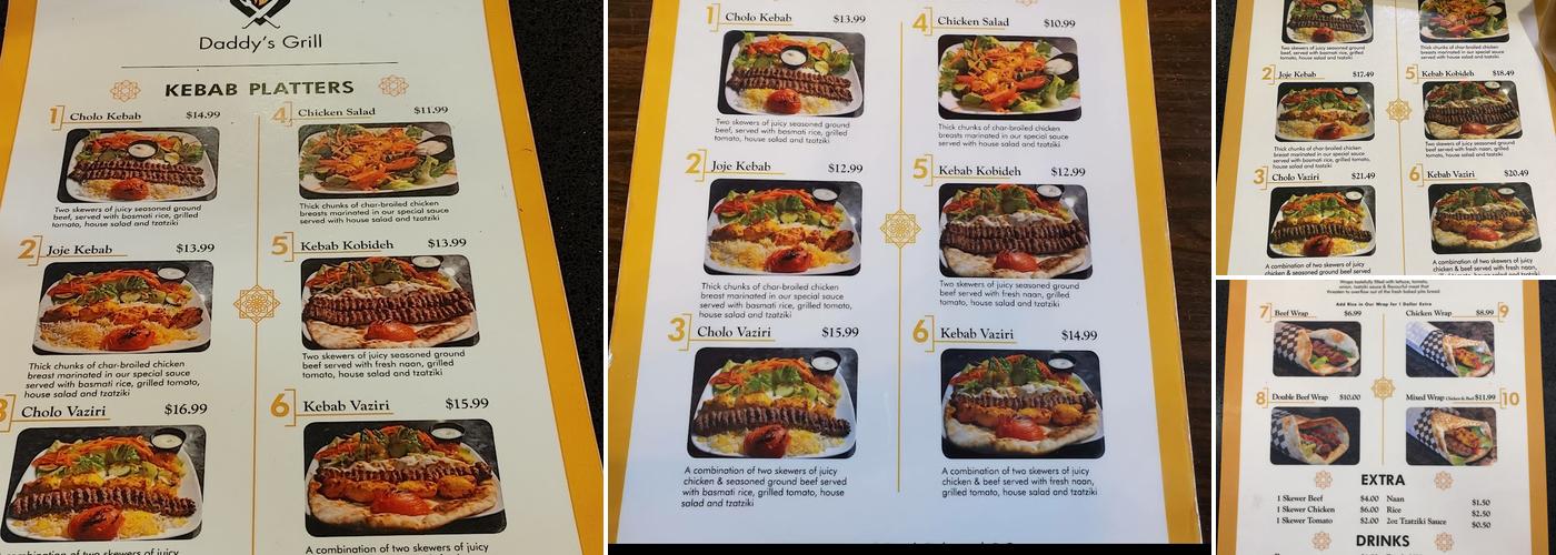 Daddy's Grill Menu