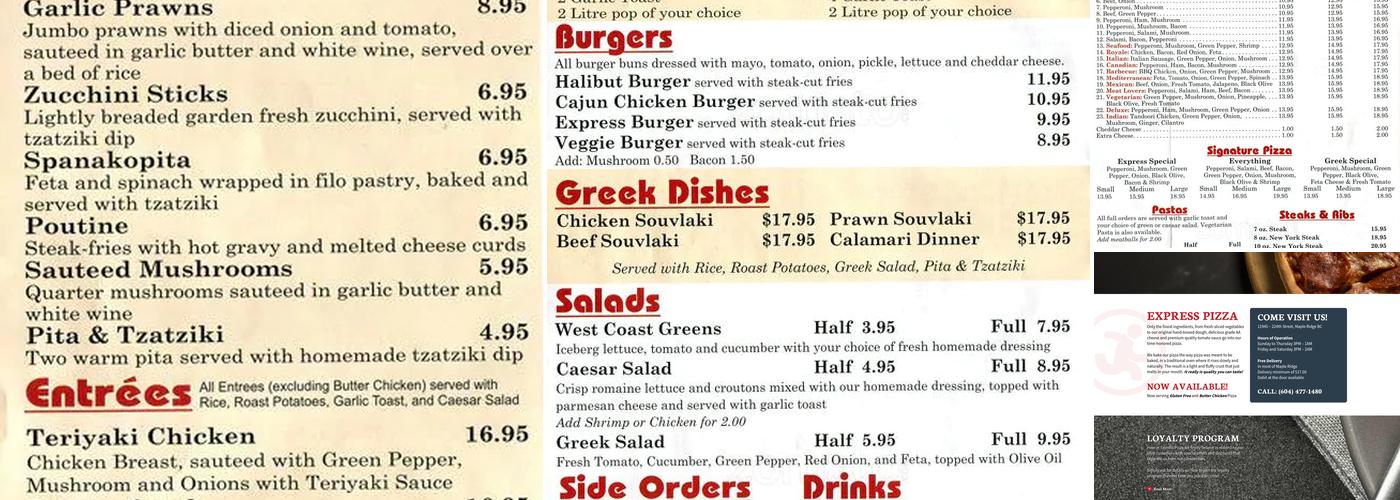 Express Pizza Menu