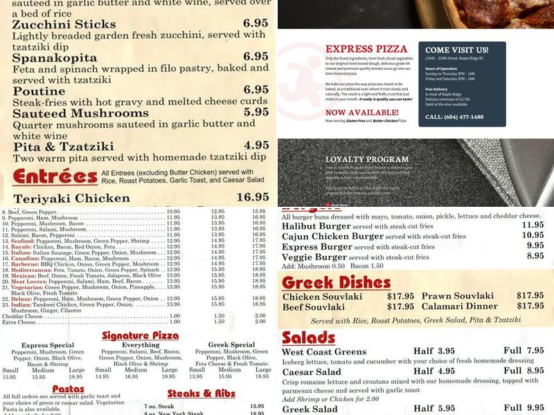 Express Pizza Menu