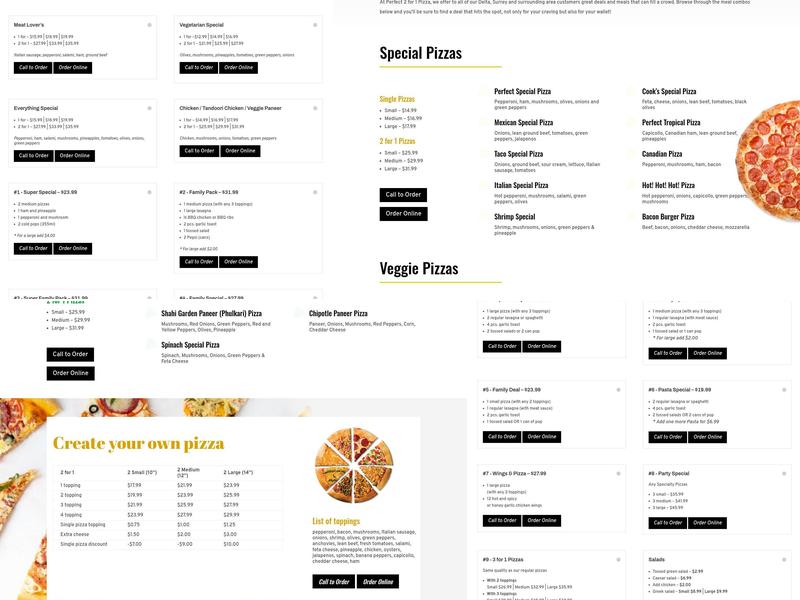 Perfect Pizza (PERFECT PIZZA CAFÉ) Menu