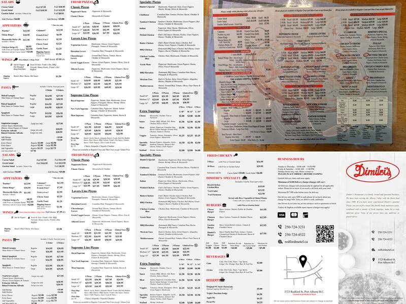 Dimitri's Restaurant Menu