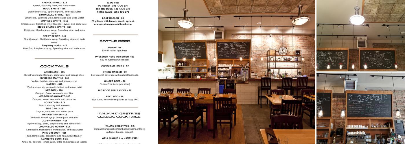 The Loaf Italian Restaurant, Bar & Pizzeria Menu