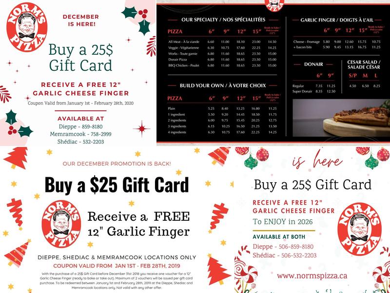 Norm's Pizza Menu