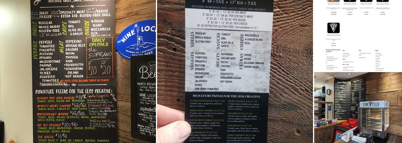 Stone Pizza Menu