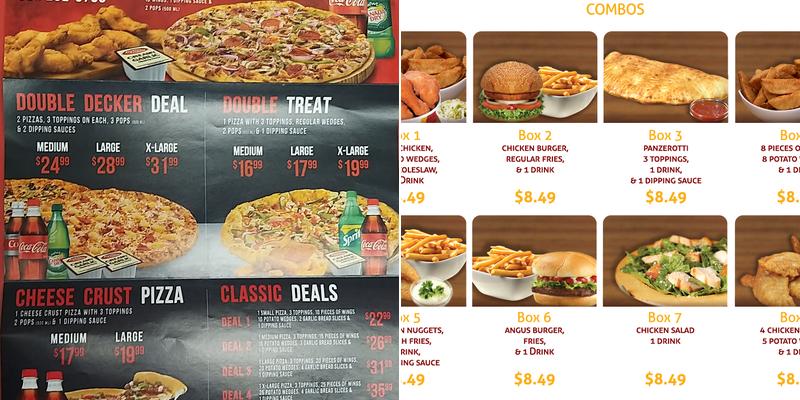 Double Double Pizza and Chicken Menu