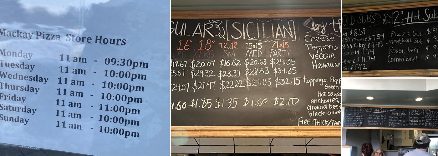 Mackay Pizza Menu