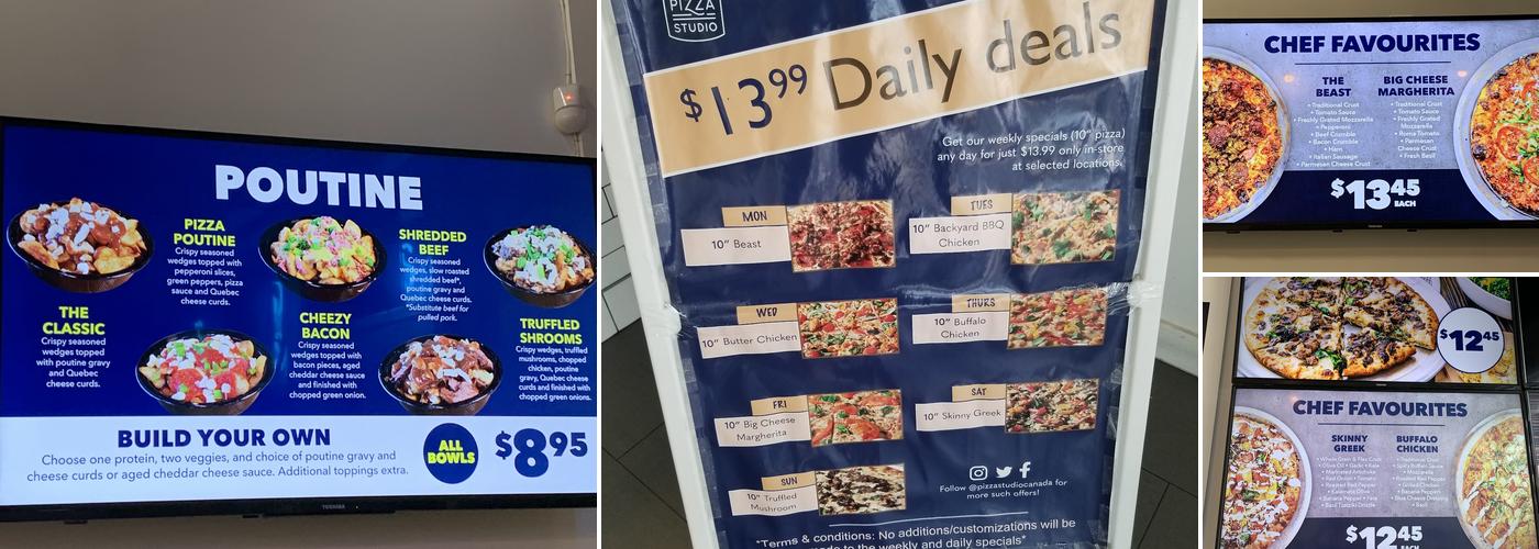 Pizza Studio Canada. Menu