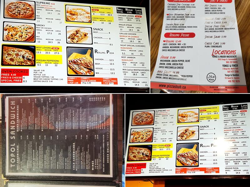 Pizza Shab Menu