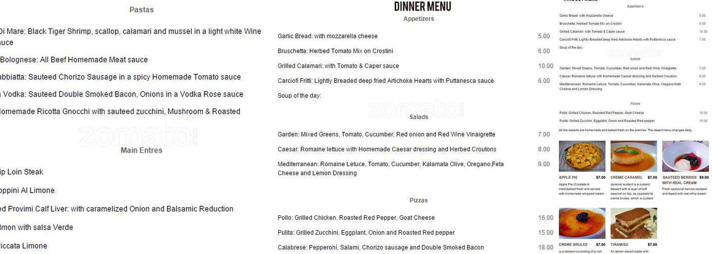 citro restaurant Menu