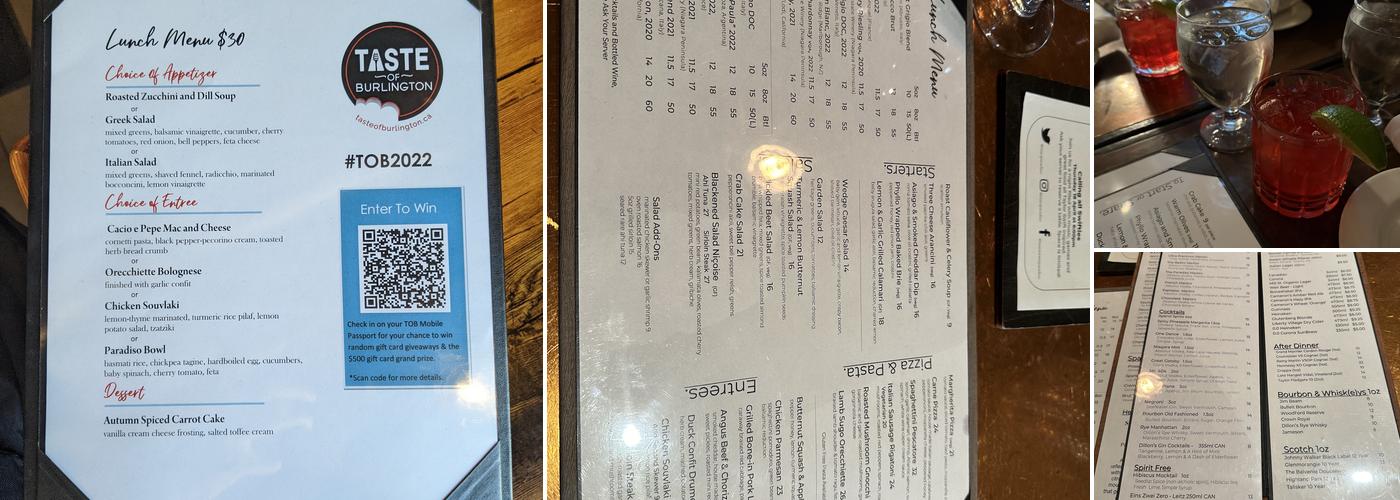 Paradiso Menu