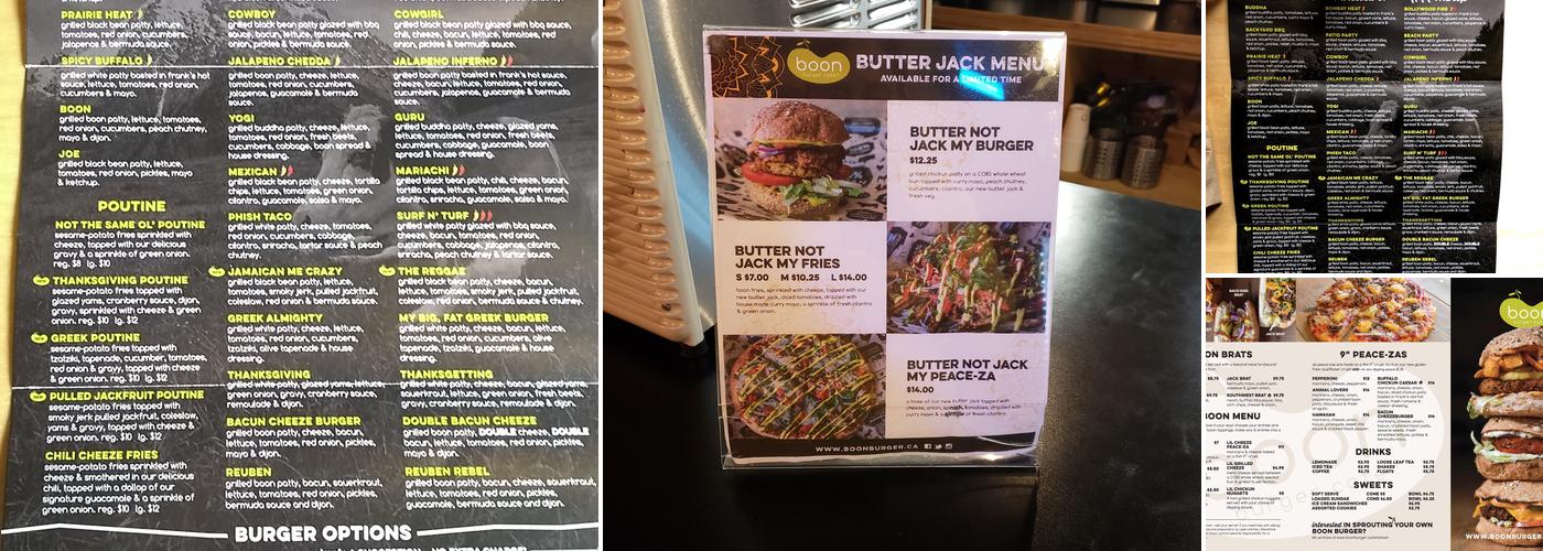 Boon Burger Cafe Menu