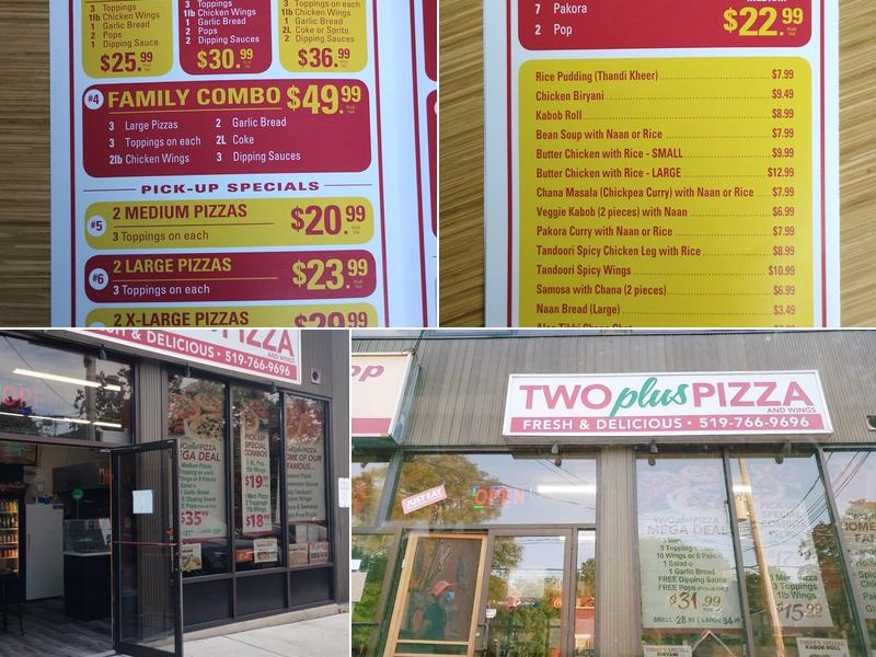 Two Plus Pizza Menu