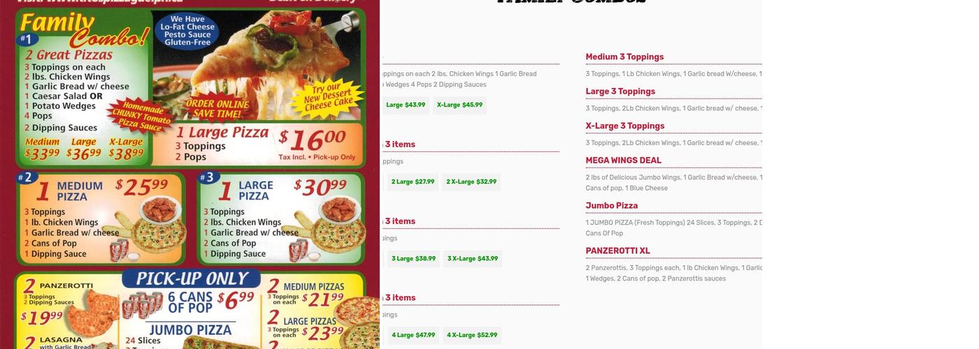 Tito's Pizza Menu