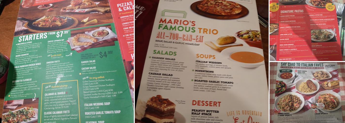 East Side Mario's Menu