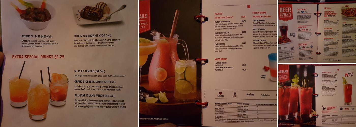 Boston Pizza Menu