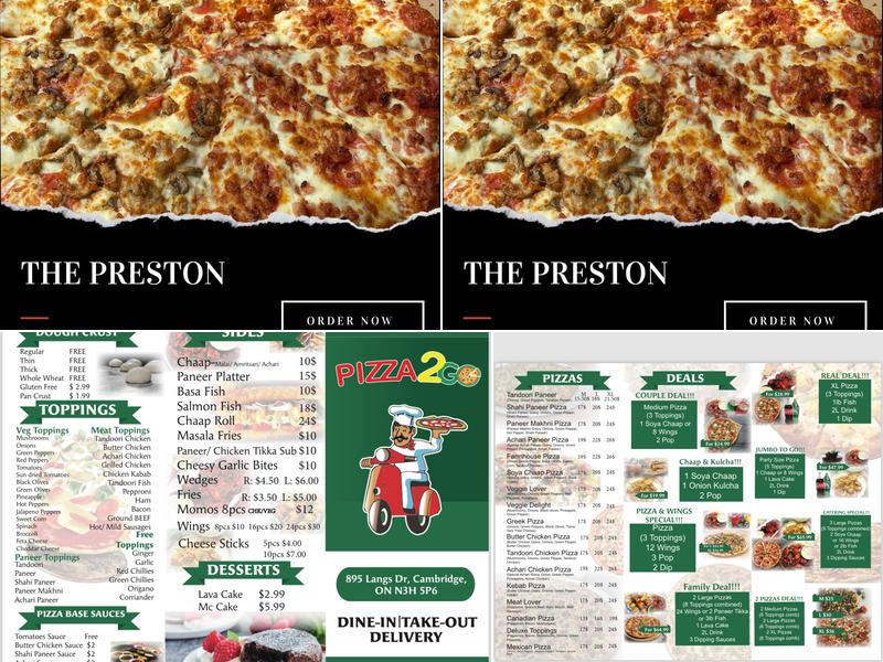 Pizza2Go Menu