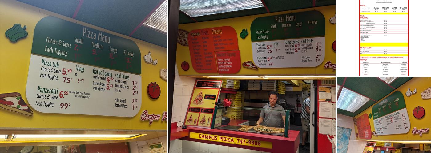 Campus Pizza Menu