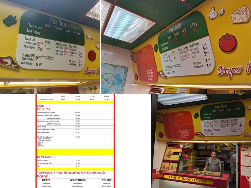 Campus Pizza Menu