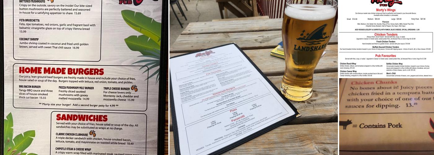 Morty's Pub Menu
