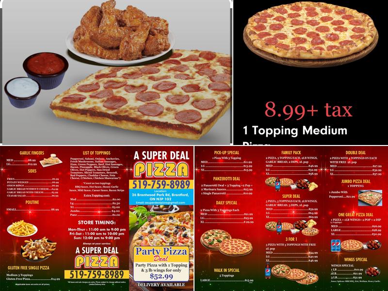 A Superdeal Pizza Menu
