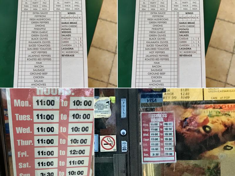Gino's Famous Pizza Menu