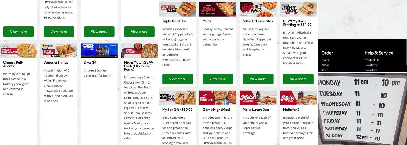 Pizza Hut Menu
