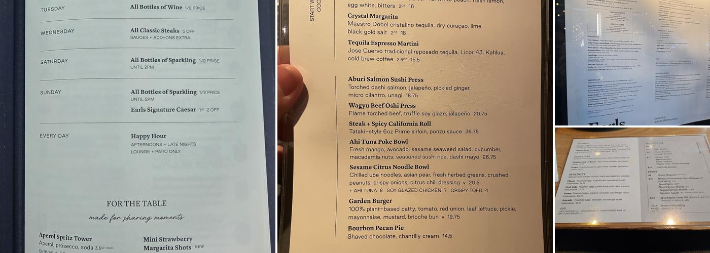 Earls Kitchen + Bar Menu