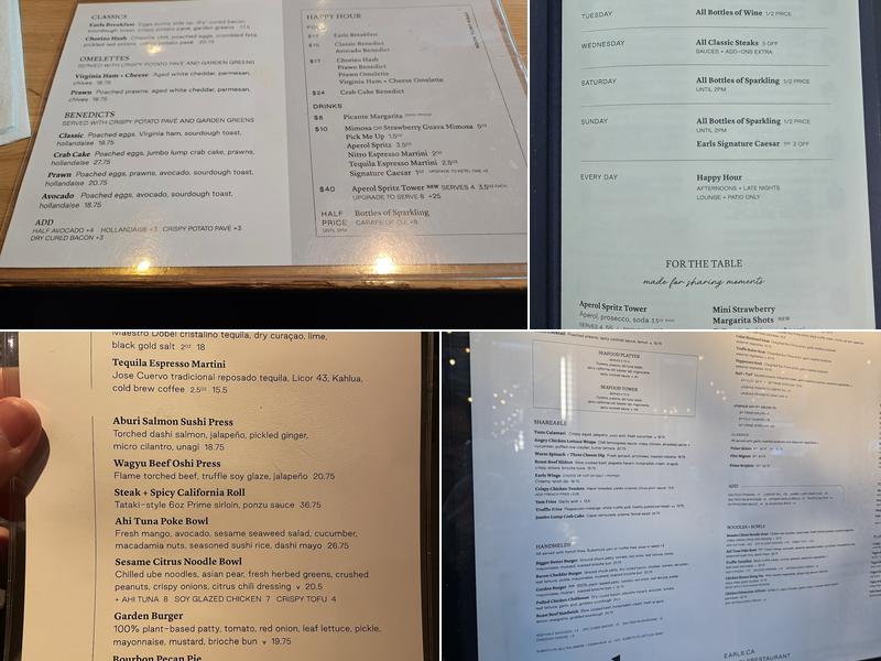 Earls Kitchen + Bar Menu