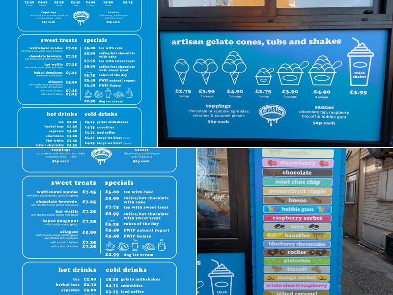 Cotts&Linz Ice Cream Cafe Menu