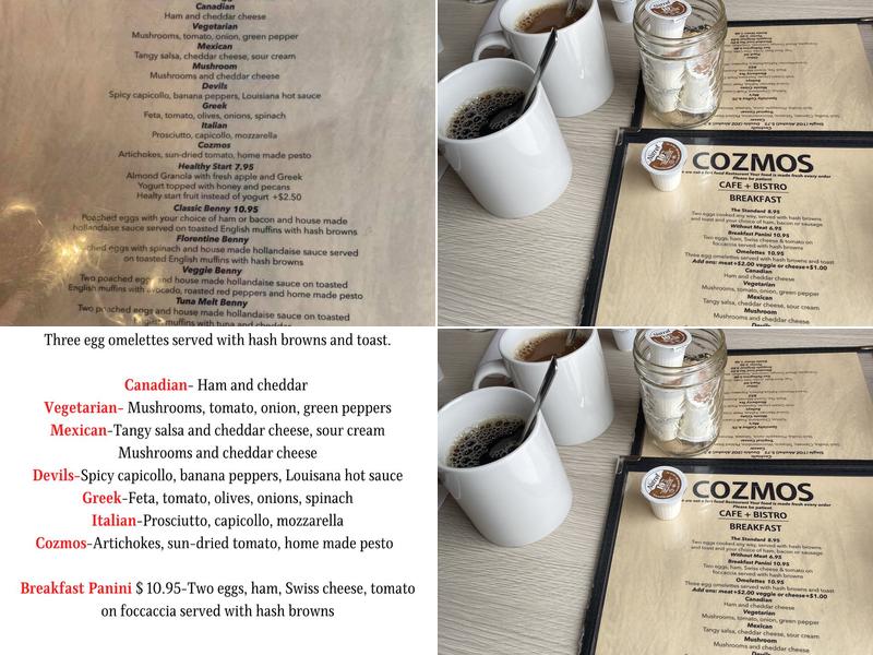 Cozmos Cafe + Bistro Menu