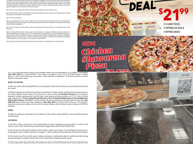 Twice The Deal Pizza Menu