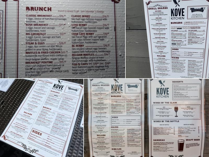 Kove Kitchen Menu