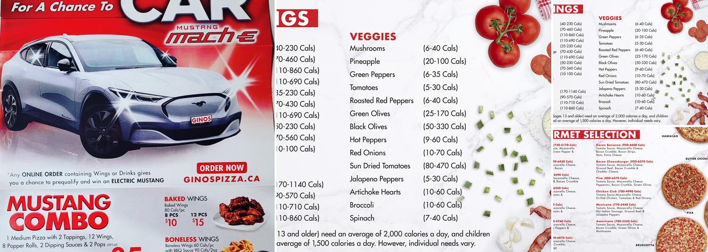 Gino's Pizza Menu