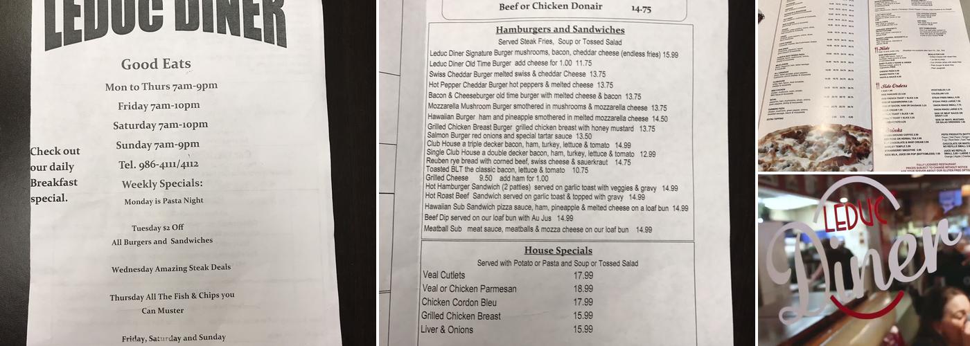 Leduc Diner & Pizza Ltd Menu