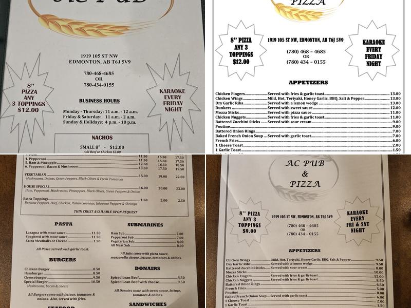 AC PUB Menu