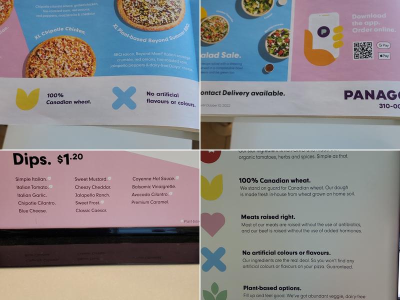 Panago Pizza Menu