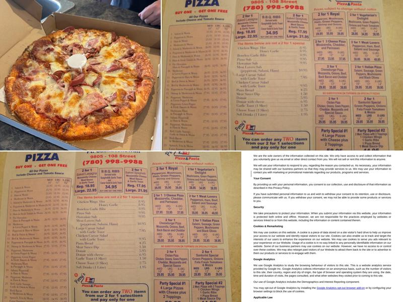 Perry's 2 For 1 Pizza & Pasta Menu