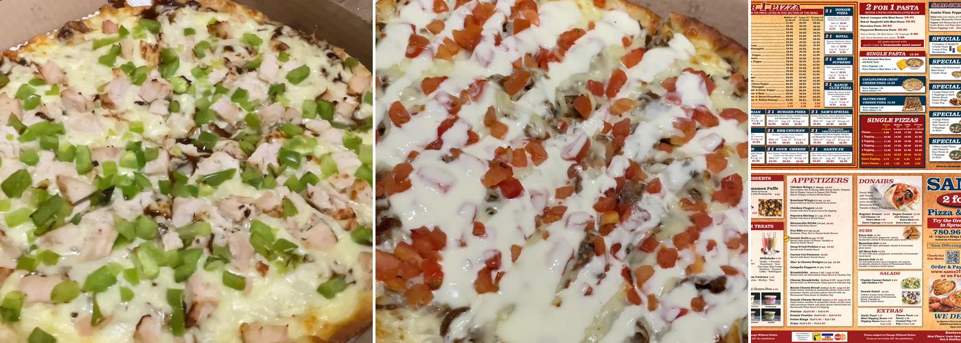Sam's 2 for 1 Pizza & Pasta Menu
