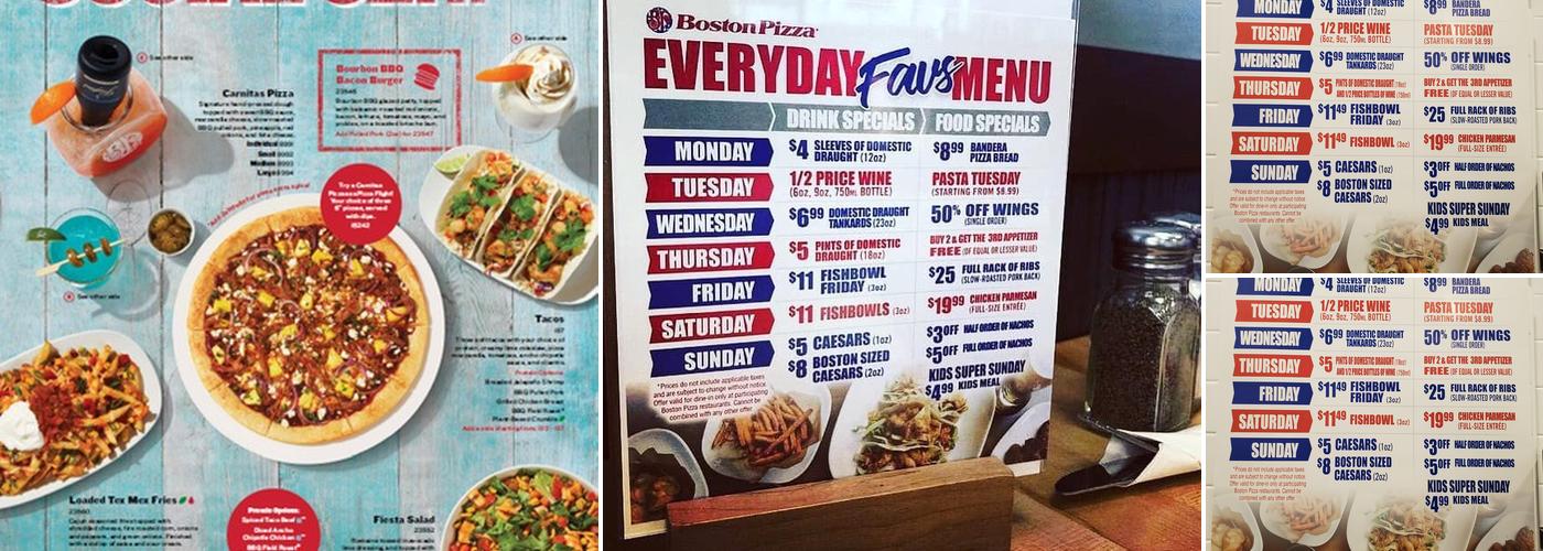 Boston Pizza Menu