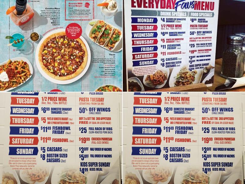 Boston Pizza Menu