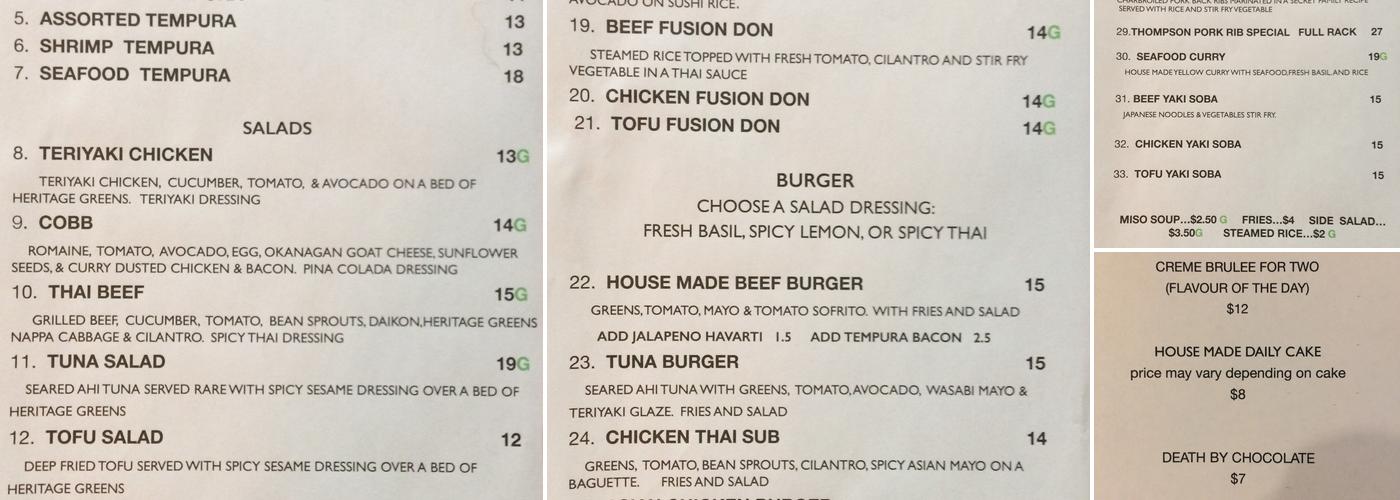 Bamboo Beach Fusion Grille Menu