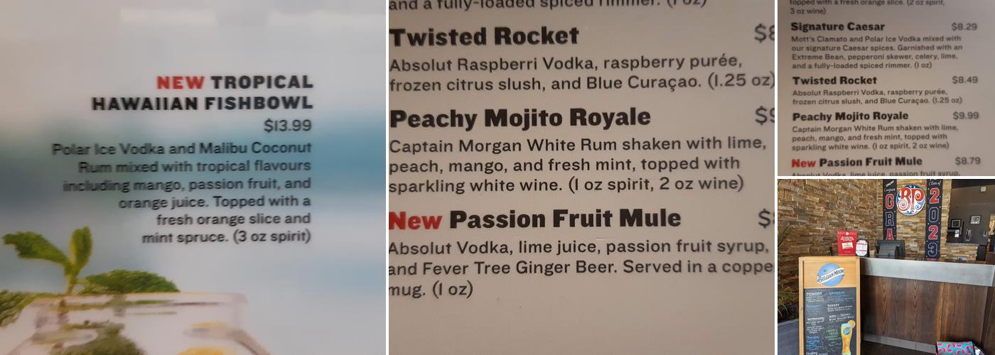 Boston Pizza Menu
