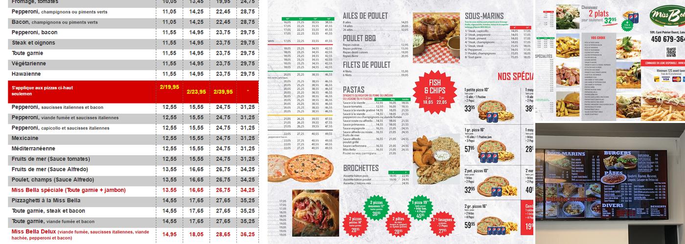 Miss Bella Menu