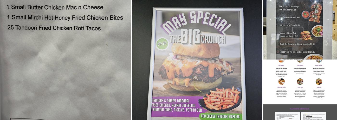 Rick's Good Eats Menu