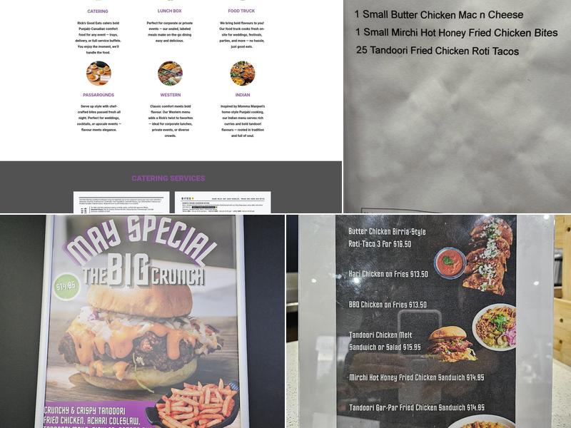 Rick's Good Eats Menu