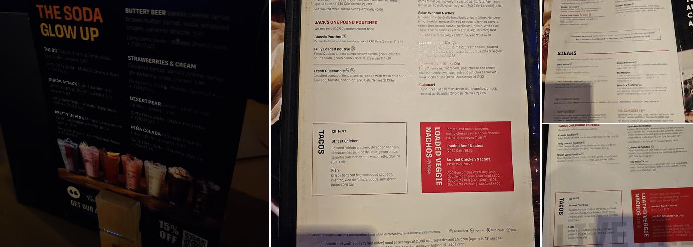 Jack's Square One Menu