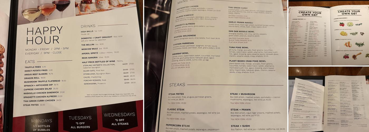 Reds Square One Menu
