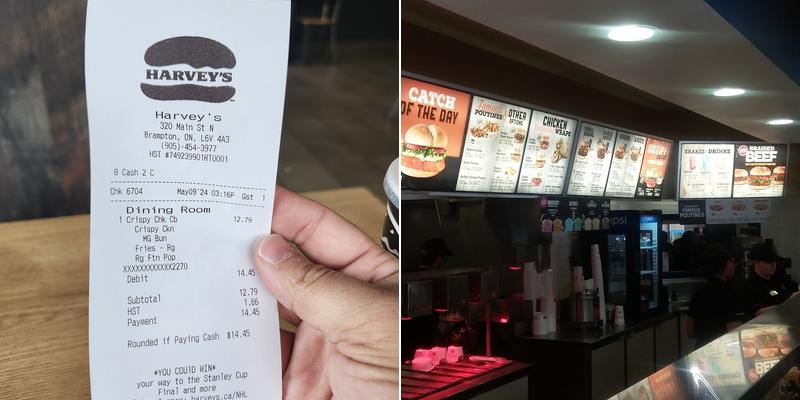 Harvey's Menu