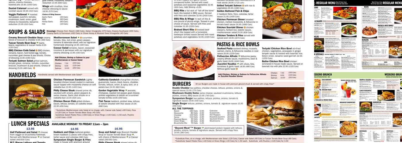 Symposium Cafe Restaurant Guelph Menu