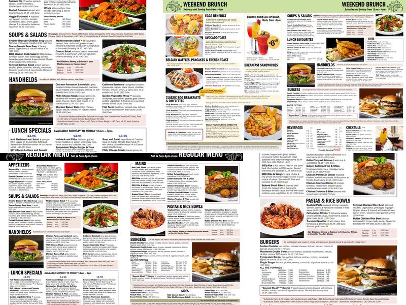 Symposium Cafe Restaurant Guelph Menu